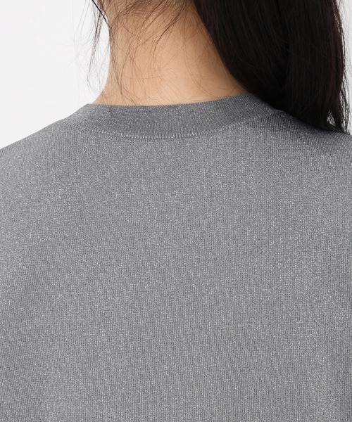 STRAWBERRY-FIELDS（ストロベリーフィールズ）の「エレナポリー_５分袖ラメニット（ニット/セーター・レディース・ベージュ/グレー・2）」の7枚目の写真