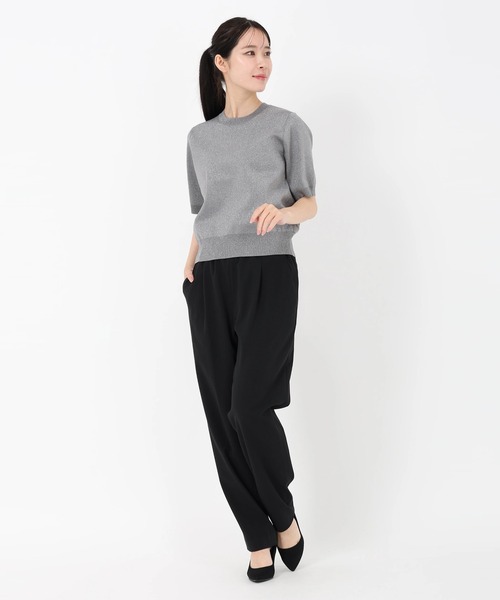 STRAWBERRY-FIELDS（ストロベリーフィールズ）の「エレナポリー_５分袖ラメニット（ニット/セーター・レディース・ベージュ/グレー・2）」の10枚目の写真