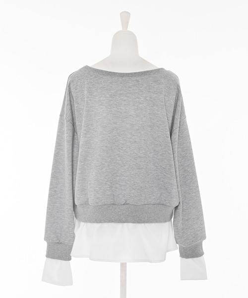 Narcissus（ナルシス）の「《動画あり》シャツオフショルスウェット ドッキングデザイン（スウェット・レディース・グレー/ブラック・FREE）」の3枚目の写真