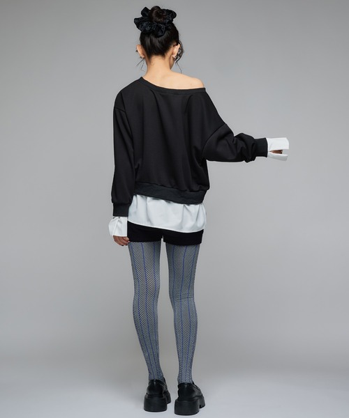 Narcissus（ナルシス）の「《動画あり》シャツオフショルスウェット ドッキングデザイン（スウェット・レディース・グレー/ブラック・FREE）」の9枚目の写真