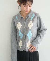 earth music&ecology | 【2025AW/先行予約】襟付きアーガイルニットカーディガン(ニット/セーター)