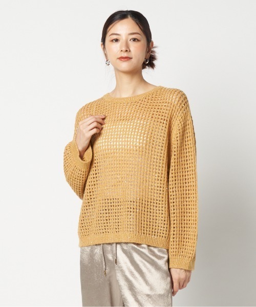 HELIOPOLE（エリオポール）の「SHEER SPANGLE KNIT（ニット/セーター・レディース・アイボリー/ダークブラウン/イエロー・38）」の3枚目の写真