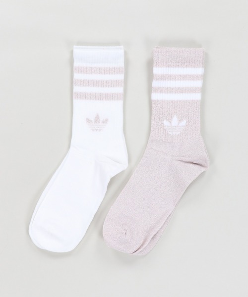 adidas（アディダス）の「ラメ感が可愛い2足セット【adidas/アディダス】ラメクルーソックス/2足組（ソックス/靴下・レディース・ホワイト×ピンク/ブラック×ホワイト/シルバー系その他/ホワイト×ゴールド・ONESIZE/S）」の2枚目の写真