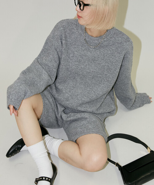 PUBLUX/パブリュクス ニットトップ ショートパンツ セットアップ