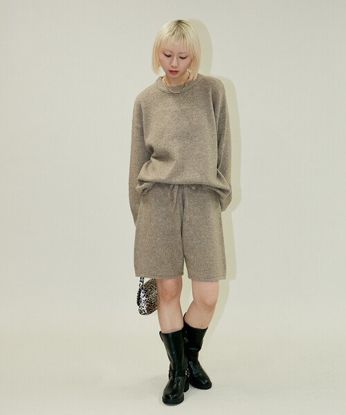 PUBLUX（パブリュクス）の「PUBLUX/パブリュクス ニットトップ ショートパンツ セットアップ　限定展開（ニット/セーター・レディース・ベージュ/チャコールグレー/グレー・ﾌﾘ-）」の7枚目の写真