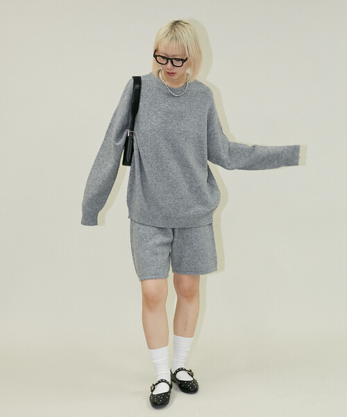 PUBLUX（パブリュクス）の「PUBLUX/パブリュクス ニットトップ ショートパンツ セットアップ　限定展開（ニット/セーター・レディース・ベージュ/チャコールグレー/グレー・ﾌﾘ-）」の17枚目の写真