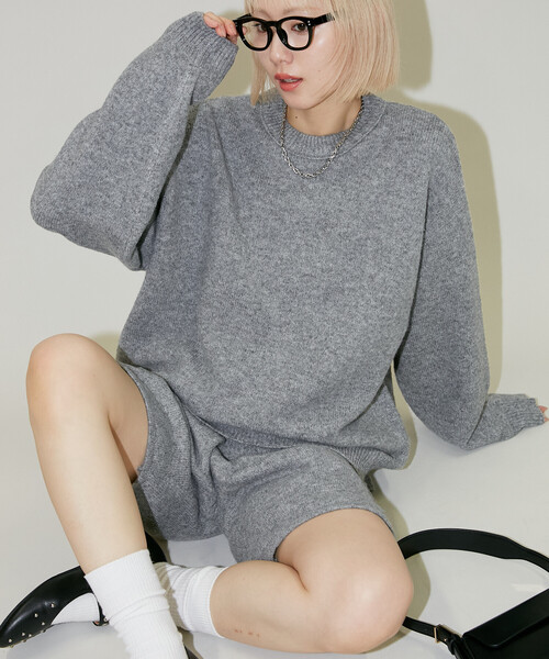 PUBLUX（パブリュクス）の「PUBLUX/パブリュクス ニットトップ ショートパンツ セットアップ　限定展開（ニット/セーター・レディース・ベージュ/チャコールグレー/グレー・ﾌﾘ-）」の22枚目の写真