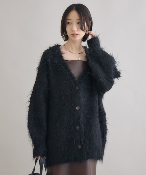 cloche 起毛加工ニットカーディガン