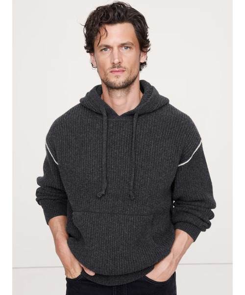 Banana Republic（バナナリパブリック）の「◆メリノ コットン ニット パーカー（ニット/セーター・メンズ・ベージュ/チャコールグレー・M/XL/L/S）」の2枚目の写真