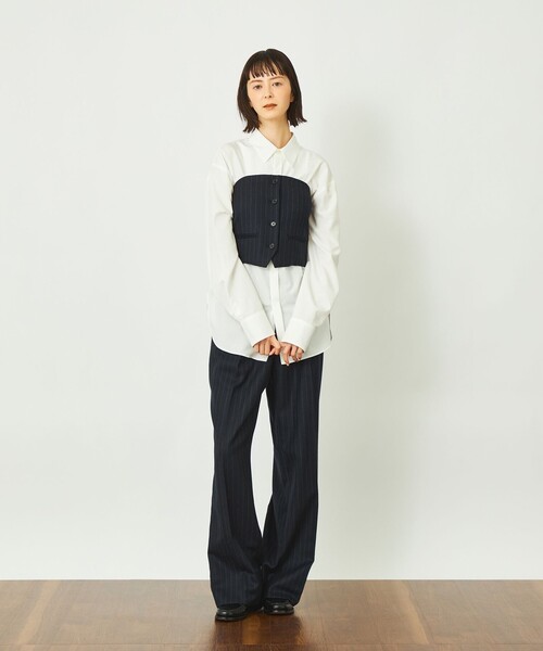 MACKINTOSH PHILOSOPHY(マッキントッシュ フィロソフィー)の「GREY LABEL タックプリーツワイドパンツ(その他パンツ・レディース・グレー系その他/ダークネイビー・5/2/1)」の4枚目の写真