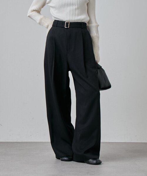 Lui's（ルイス）の「ウールライクベルト付きタックワイドパンツ（スラックス・レディース・ブラック/ブラウン・36/38）」の18枚目の写真