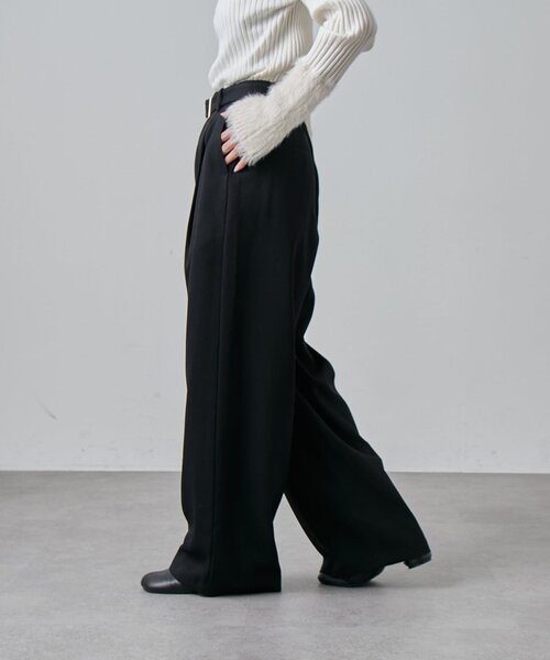 Lui's（ルイス）の「ウールライクベルト付きタックワイドパンツ（スラックス・レディース・ブラック/ブラウン・36/38）」の20枚目の写真