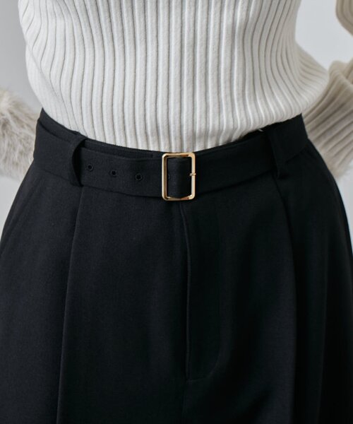 Lui's（ルイス）の「ウールライクベルト付きタックワイドパンツ（スラックス・レディース・ブラック/ブラウン・36/38）」の21枚目の写真