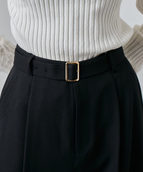 Lui's（ルイス）の「ウールライクベルト付きタックワイドパンツ（スラックス・レディース・ブラック/ブラウン・36/38）」の7枚目の写真