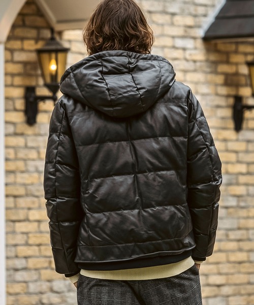AKM Contemporary（エイケイエムコンテンポラリー）の「【WEB・直営店限定】AKM Contemporary(エイケイエムコンテンポラリー)シープレザーレイヤード ダウンジャケット(保温性/防風性)（ダウンジャケット/コート・メンズ・ブラック・S/M/L/XL/XXL）」の3枚目の写真