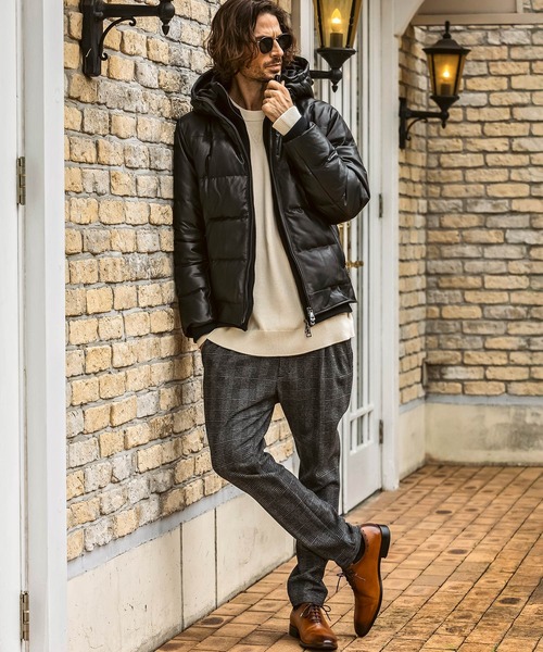 AKM Contemporary（エイケイエムコンテンポラリー）の「【WEB・直営店限定】AKM Contemporary(エイケイエムコンテンポラリー)シープレザーレイヤード ダウンジャケット(保温性/防風性)（ダウンジャケット/コート・メンズ・ブラック・S/M/L/XL/XXL）」の7枚目の写真