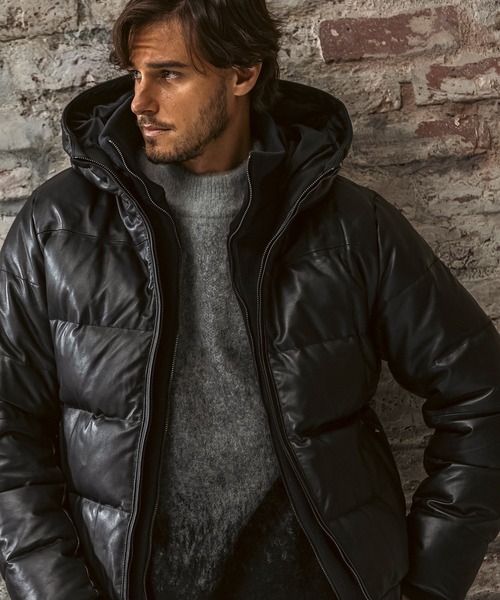 AKM Contemporary（エイケイエムコンテンポラリー）の「【WEB・直営店限定】AKM Contemporary(エイケイエムコンテンポラリー)シープレザーレイヤード ダウンジャケット(保温性/防風性)（ダウンジャケット/コート・メンズ・ブラック・S/M/L/XL/XXL）」の10枚目の写真