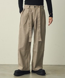 Shoowtime（ショウタイム）の「Belted Check Wide Slacks / ベルテッドチェックワイドスラックス（スラックス・レディース）」