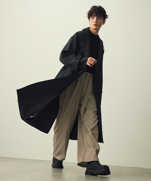 Shoowtime(ショウタイム)の「Belted Check Wide Slacks / ベルテッドチェックワイドスラックス(スラックス・メンズ・ベージュ・MEDIUM/X-LARGE/LARGE)」の10枚目の写真