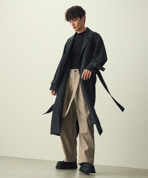 Shoowtime(ショウタイム)の「Belted Check Wide Slacks / ベルテッドチェックワイドスラックス(スラックス・メンズ・ベージュ・MEDIUM/X-LARGE/LARGE)」の12枚目の写真
