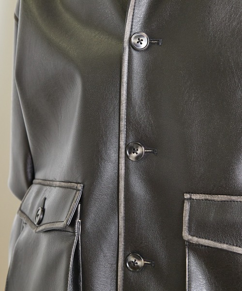 UNION STATION（ユニオンステーション）の「ビーガンレザースタンドブルゾン（ブルゾン・メンズ・ブラウン/ブラック・S/M/L）」の11枚目の写真