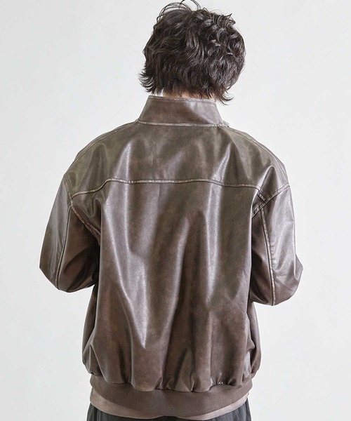 UNION STATION（ユニオンステーション）の「ビーガンレザースタンドブルゾン（ブルゾン・メンズ・ブラウン/ブラック・S/M/L）」の3枚目の写真