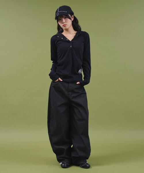 dispark（ディスパーク）の「DISPARK/レオパクロスパッチスタッズデニム（デニムパンツ・レディース・ブラック・SMALL/MEDIUM）」の8枚目の写真