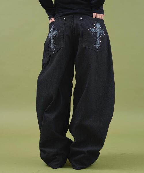 dispark（ディスパーク）の「DISPARK/レオパクロスパッチスタッズデニム（デニムパンツ・レディース・ブラック・SMALL/MEDIUM）」の11枚目の写真
