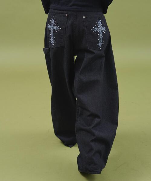dispark（ディスパーク）の「DISPARK/レオパクロスパッチスタッズデニム（デニムパンツ・レディース・ブラック・SMALL/MEDIUM）」の12枚目の写真