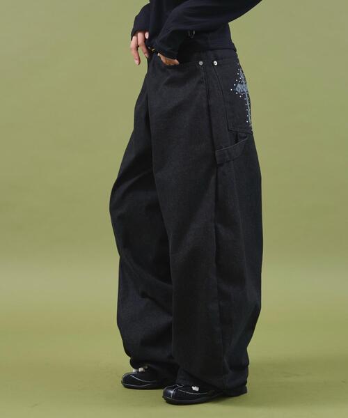 dispark（ディスパーク）の「DISPARK/レオパクロスパッチスタッズデニム（デニムパンツ・レディース・ブラック・SMALL/MEDIUM）」の13枚目の写真