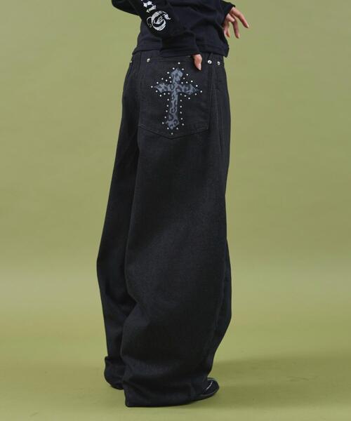 dispark（ディスパーク）の「DISPARK/レオパクロスパッチスタッズデニム（デニムパンツ・レディース・ブラック・SMALL/MEDIUM）」の15枚目の写真