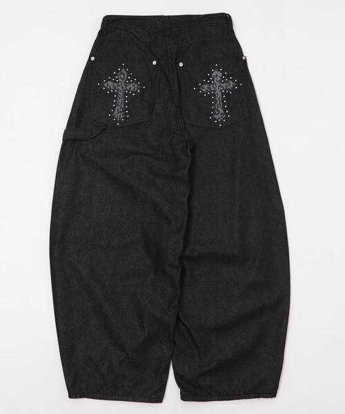 dispark（ディスパーク）の「DISPARK/レオパクロスパッチスタッズデニム（デニムパンツ・レディース・ブラック・SMALL/MEDIUM）」の2枚目の写真