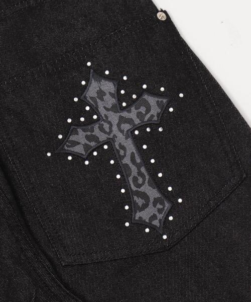 dispark（ディスパーク）の「DISPARK/レオパクロスパッチスタッズデニム（デニムパンツ・レディース・ブラック・SMALL/MEDIUM）」の6枚目の写真