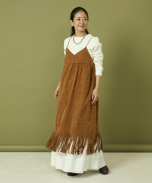 Freada/フリーダ フェード加工 フリンジ ミニドレス