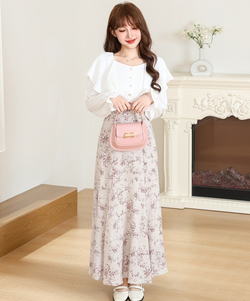 Anely(アネリー)の「フリル ショルダー 花柄 ドッキング ワンピース(ワンピース・レディース・ピンク/ブラック/アイボリー・FREE)」の17枚目の写真