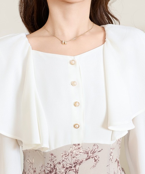 Anely(アネリー)の「フリル ショルダー 花柄 ドッキング ワンピース(ワンピース・レディース・ピンク/ブラック/アイボリー・FREE)」の19枚目の写真