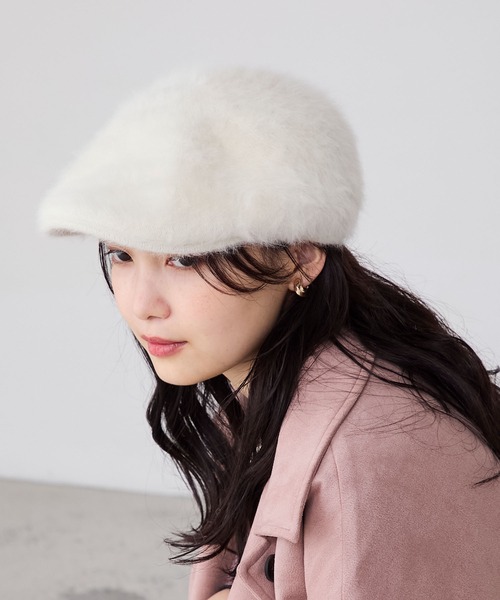 セール】【forksy.】ボリュームフェイクファーハンチングベレー帽