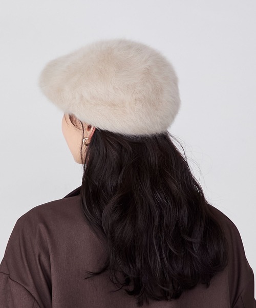 セール】【forksy.】ボリュームフェイクファーハンチングベレー帽