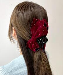 WEGO（ウィゴー）の「WEGO/ストーンベロアリボンバンス（バレッタ/ヘアクリップ）」