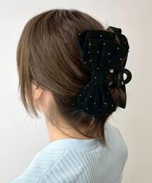 WEGO（ウィゴー）の「WEGO/ストーンベロアリボンバンス（バレッタ/ヘアクリップ）」