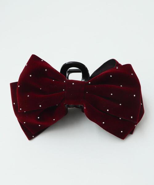 WEGO（ウィゴー）の「WEGO/ストーンベロアリボンバンス（バレッタ/ヘアクリップ・レディース・ワイン/ブラック・FREE）」の5枚目の写真