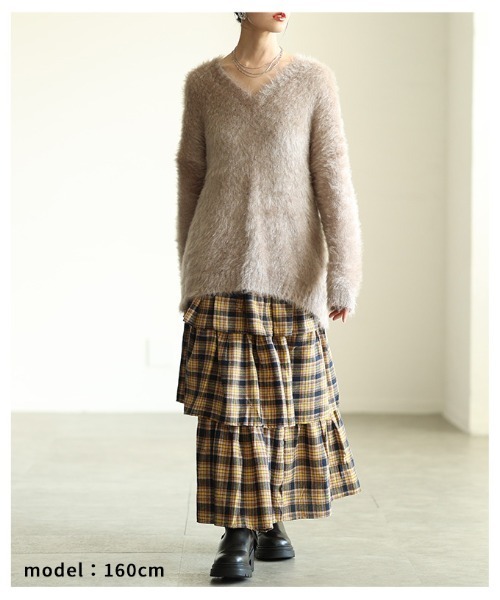 Sawa a la mode（サワアラモード）の「タータンチェックティアードフリルスカート（スカート・レディース・ブルー/イエロー・FREE）」の8枚目の写真