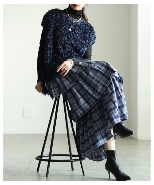Sawa a la mode（サワアラモード）の「タータンチェックティアードフリルスカート（スカート・レディース・ブルー/イエロー・FREE）」の18枚目の写真