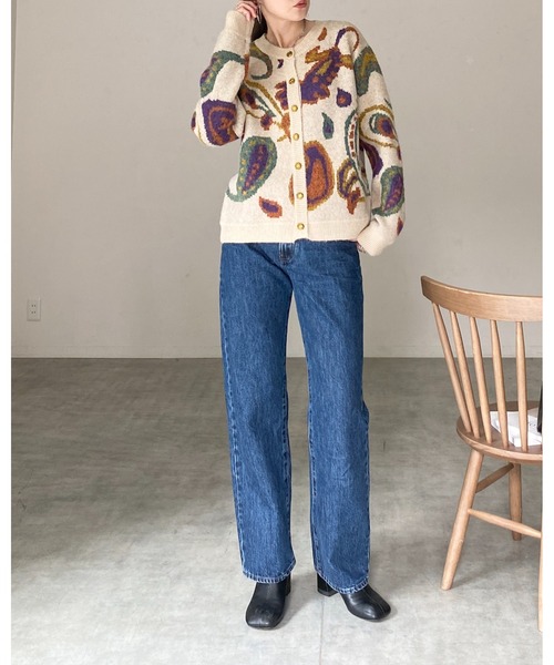 She's Closet(シーズクローゼット)の「ゴールドボタン配色ジャガードカラーニットカーディガン(カーディガン/ボレロ・レディース・ブラウン/ネイビー/アイボリー・FREE)」の13枚目の写真