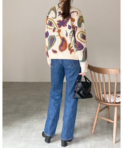 She's Closet(シーズクローゼット)の「ゴールドボタン配色ジャガードカラーニットカーディガン(カーディガン/ボレロ・レディース・ブラウン/ネイビー/アイボリー・FREE)」の15枚目の写真
