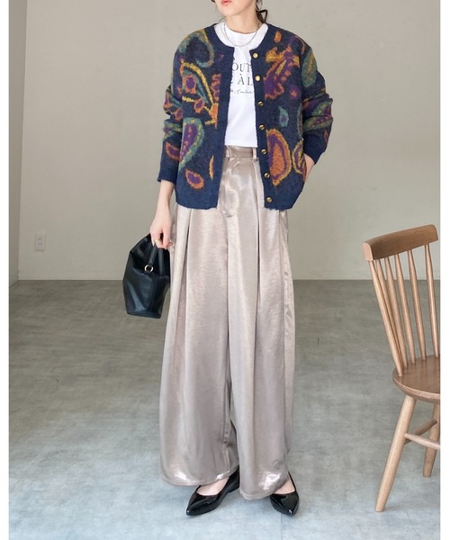 She's Closet(シーズクローゼット)の「ゴールドボタン配色ジャガードカラーニットカーディガン(カーディガン/ボレロ・レディース・ブラウン/ネイビー/アイボリー・FREE)」の20枚目の写真