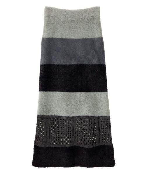 CONVERSE TOKYO（コンバーストウキョウ）の「MULTI BORDER FEATHER KNIT SKIRT（スカート・レディース・ブルー/チャコールグレー/イエロー・FREE）」の9枚目の写真