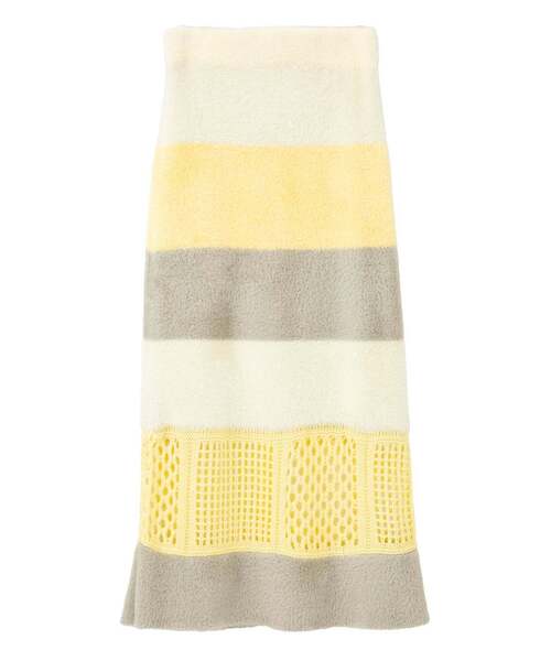 CONVERSE TOKYO（コンバーストウキョウ）の「MULTI BORDER FEATHER KNIT SKIRT（スカート・レディース・ブルー/チャコールグレー/イエロー・FREE）」の12枚目の写真
