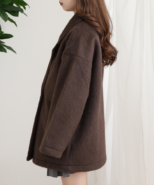 OMNES（オムネス）の「ニットシャギー ダブルテーラードジャケット（テーラードジャケット・レディース・ブラック/ブラウン・FREE）」の12枚目の写真