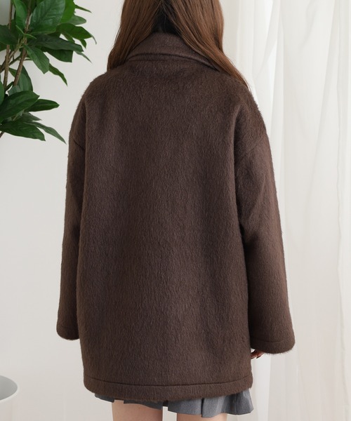OMNES（オムネス）の「ニットシャギー ダブルテーラードジャケット（テーラードジャケット・レディース・ブラック/ブラウン・FREE）」の13枚目の写真